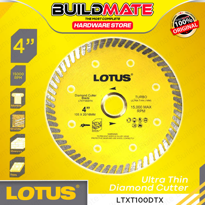 BUILDMATE Lotus 4" Ultra Thin Diamond Cutter Blade 105x20/16mm Turbo Thin Continuou Diamond Cutting Disc LTXT100DTX