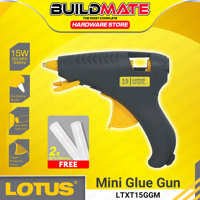 BUILDMATE Lotus Mini Glue Gun 15W Electric Hot Melt Adhesive Applicator with 2pcs Glue Gun Sticks for DIY Arts Crafting LTXT15GGM