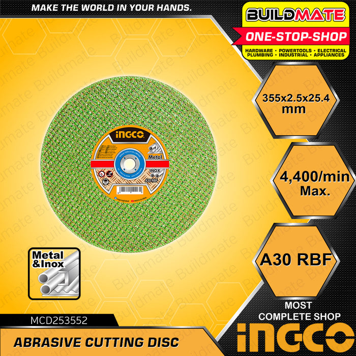 BUILDMATE Ingco 14" Inch Abrasive Metal Cutting Disc Chopsaw Chop Saw Blade Cut Off Wheel • IHT