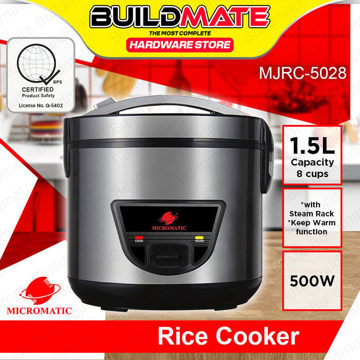 BUILDMATE Micromatic Jar Rice Cooker with Steamer 1.5L 5CUPS 500W Automatic Electric Cooker MJRC-5028