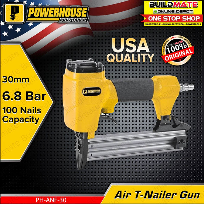 POWERHOUSE Pneumatic Air Brad Nailer (Nail Gun) with Case PH-ANF-30 •BUILDMATE•  PHP