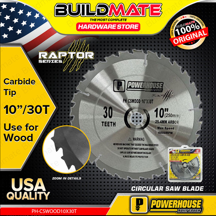 POWERHOUSE Circular Saw Blade Carbide Tip For Wood 10" 30T PH-CSWOOD10X30T - PTAA