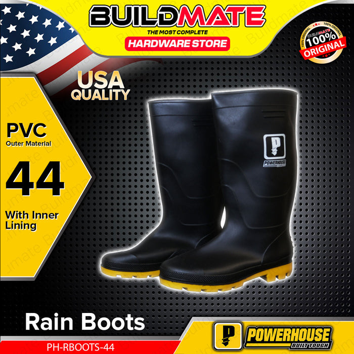 BUILDMATE Powerhouse PVC Rain Boots with Inner Lining Size 43 / 44 Heavy Duty Weatherproof Rain Shoes Footwear SOLD IN PAIR - PHHT