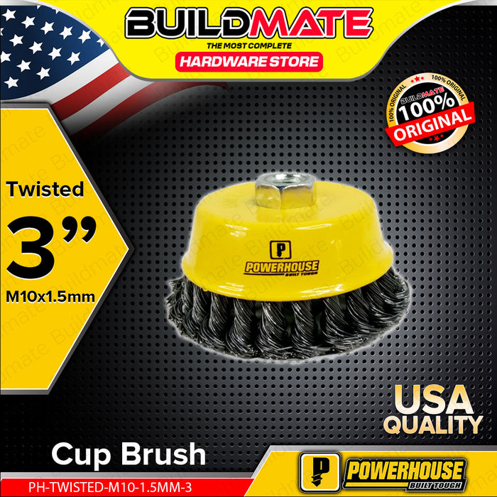 BUILDMATE Powerhouse 3" / 4" Cup Brush Plain / Twisted Rust Removal Polishing Cleaning Surface Preparation Wire Brushes  - PHHT