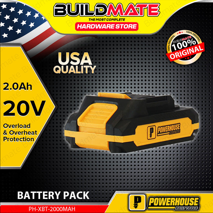 BUILDMATE Powerhouse 20V Wireless Pro Series Cordless Lithium-Ion Battery Pack 2.0Ah Rechargeable Power Tools Batteries PH-XBT-2000MAH - PHPT