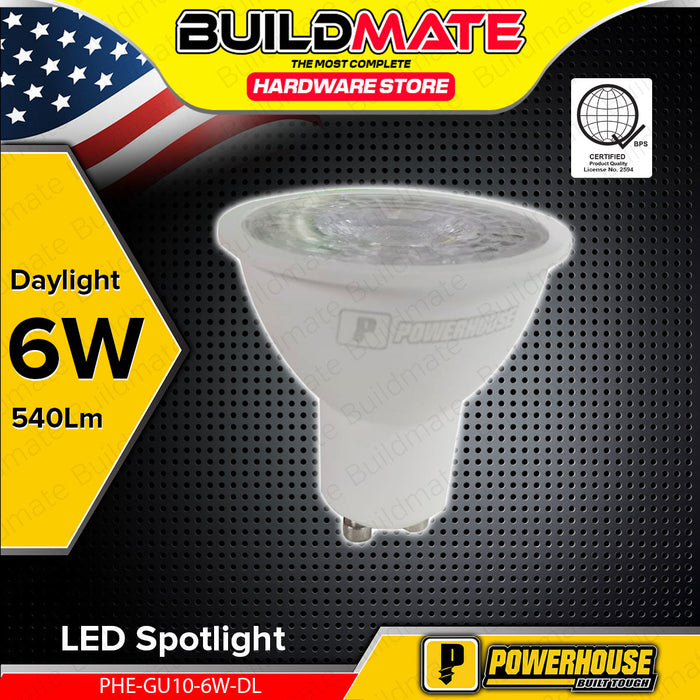 BUILDMATE Powerhouse Electric LED Spotlight GU10 4W / 6W Daylight  6500K Portable Ceiling Downlight 120° Beam Angle Spot Light Bulb - PHE