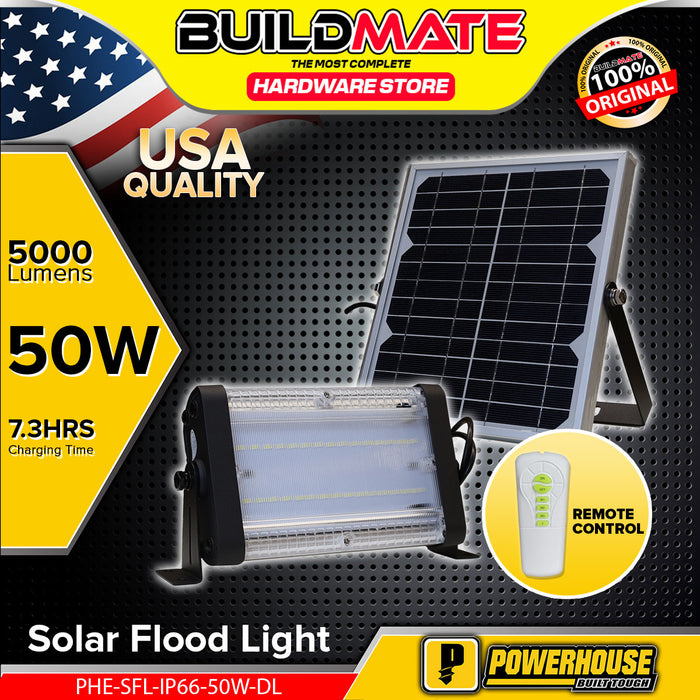 BUILDMATE Powerhouse Solar Flood Light 50W / 100W IP66 Weatherproof Outdoor Rechargeable LED Security Floodlight with ALS Technology - PHE