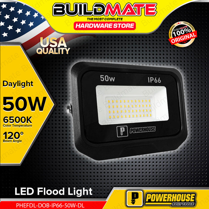 BUILDMATE Lighthouse by Powerhouse DOB LED Flood Light 50W Daylight 6500K / Warm White 3000K Weatherproof Outdoor Light Bulb PHEFDL-DOB-IP66-50W