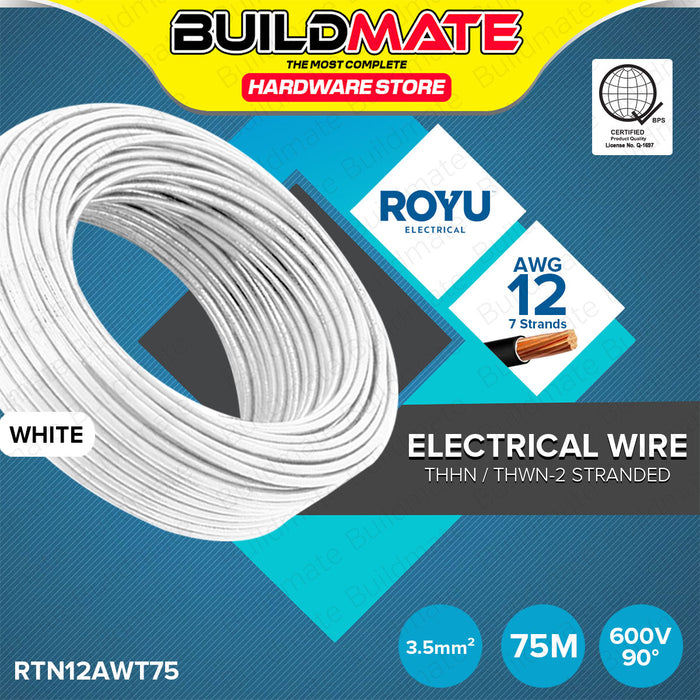 BUILDMATE Royu THHN / THWN-2 Stranded Circuit Wire Gauge 3.5mm² #12 AWG 75 Meters Electrical Thermoplastic High Heat-Resistant Nylon Coated Copper Wire