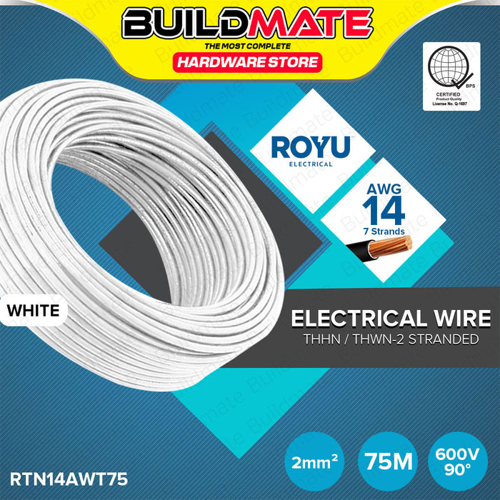 BUILDMATE Royu THHN / THWN-2 Stranded Circuit Wire Gauge 2.0mm² #14 AWG 75 Meters Electrical Thermoplastic High Heat-Resistant Nylon Coated Copper Wire