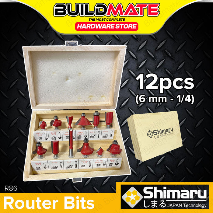 [COMBO] BUILDMATE Powerhouse Palm Router Trimmer 650W with 12PCS/SET SHIMARU Router Bit 1/4" Inch