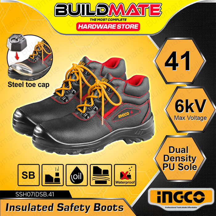 BUILDMATE Ingco Insulated Safety Boots 39 - 46 Insulated Work Steel Toe Worker Closed Shoe Protective Job Site Footwear SOLD IN PAIR SSH07IDSB - IHT