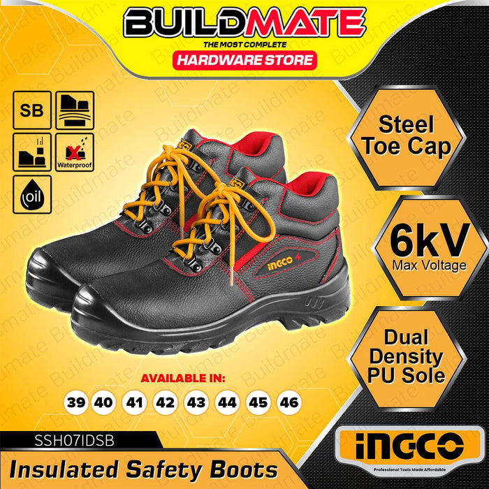 BUILDMATE Ingco Insulated Safety Boots 39 - 46 Insulated Work Steel Toe Worker Closed Shoe Protective Job Site Footwear SOLD IN PAIR SSH07IDSB - IHT