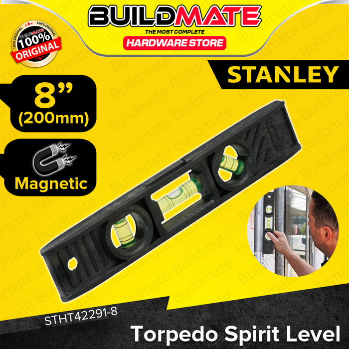 BUILDMATE Stanley Magnetic Torpedo Spirit Level 8" (200mm) / 9" (229mm) 3 Vials Spirit Level Compact Mini Bubble Handheld Leveling Tool