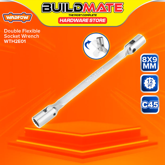 BUILDMATE Wadfow Double End Flexible Head Socket Wrench with 12 Points 180mm - 255mm Chrome Plated 2-Head Wrench Sockets SOLD PER PIECE - WHT