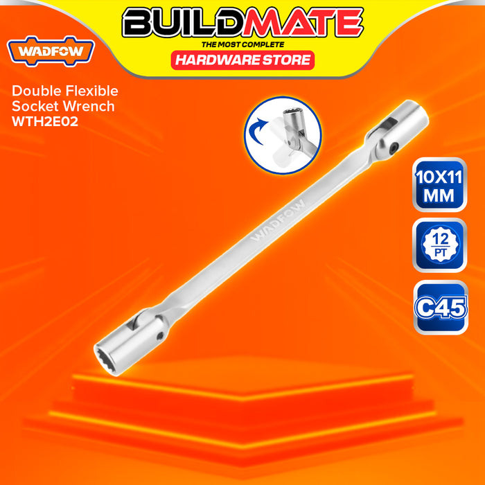 BUILDMATE Wadfow Double End Flexible Head Socket Wrench with 12 Points 180mm - 255mm Chrome Plated 2-Head Wrench Sockets SOLD PER PIECE - WHT