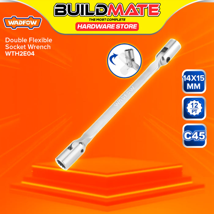 BUILDMATE Wadfow Double End Flexible Head Socket Wrench with 12 Points 180mm - 255mm Chrome Plated 2-Head Wrench Sockets SOLD PER PIECE - WHT