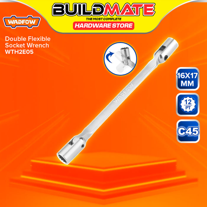 BUILDMATE Wadfow Double End Flexible Head Socket Wrench with 12 Points 180mm - 255mm Chrome Plated 2-Head Wrench Sockets SOLD PER PIECE - WHT