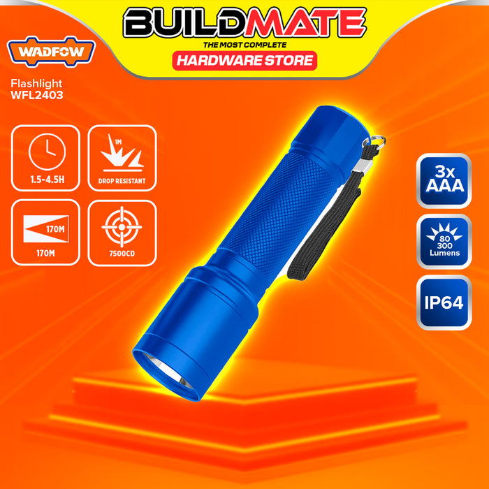 BUILDMATE Wadfow Flashlight 6Hours 300 Lumens Emergency Work Light Handheld Portable WFL2403 - WHT