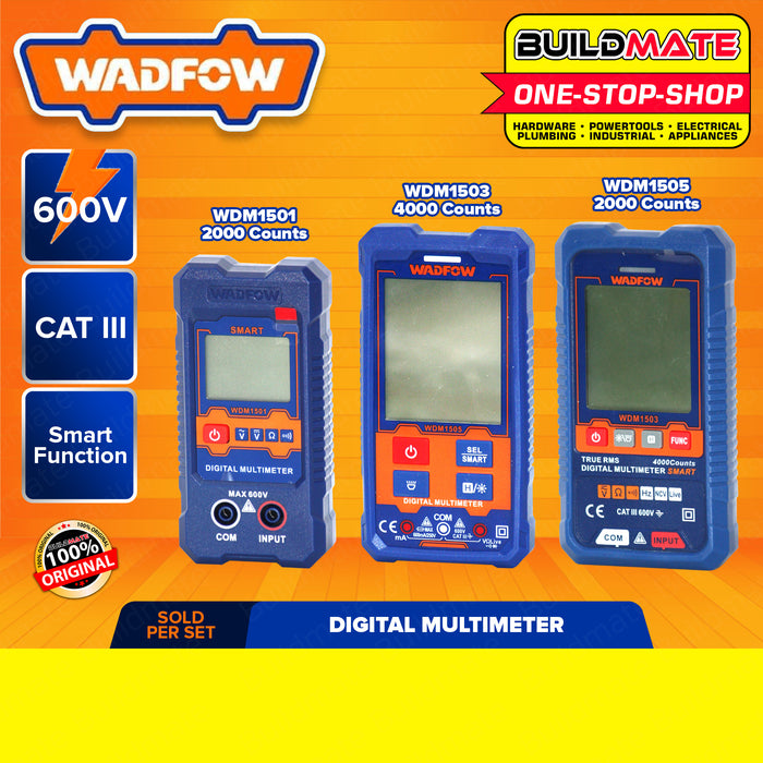 BUILDMATE Wadfow Digital Multimeter Tester 2000C | 4000C [SOLD PER SET] CAT III 600V DC AC Volt Multimeter Electric Tester DC Voltage Tester AC Voltage Tester Multi Meter Tester Ammeter Ohmmeter Modern Digital Auto Multimeter • WPT