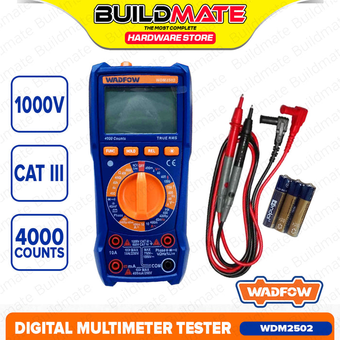 BUILDMATE Wadfow Digital Multimeter Tester CAT III 600V / 1000V AC or DC Voltage Tester SOLD PER PIECE WDM2501 / WDM2502 - WPT