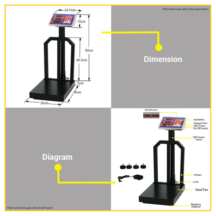 BUILDMATE Wadfow 100KG Electronic Scale Rechargeable Platform Weighing Scale Digital WEC1510 • WPT