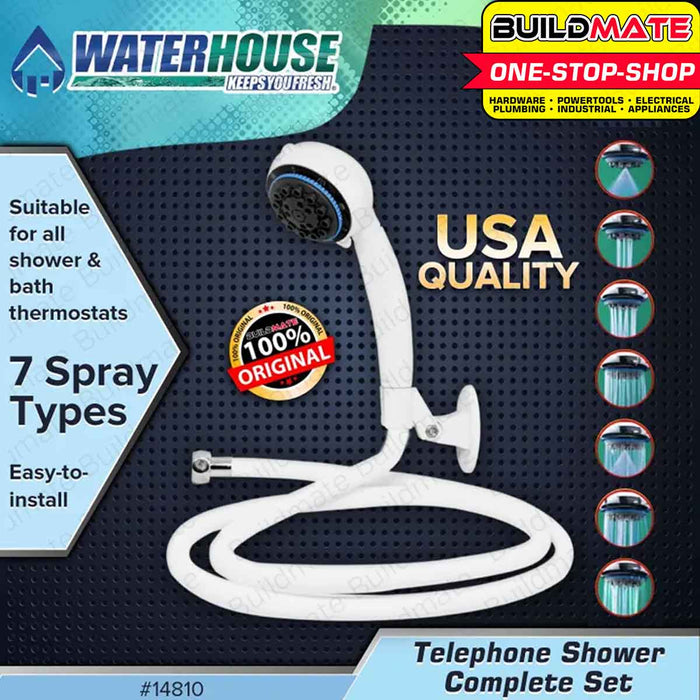 WATERHOUSE by POWERHOUSE 7 Function Telephone Shower Complete Set WHITE #14810 •BUILDMATE• PHWH