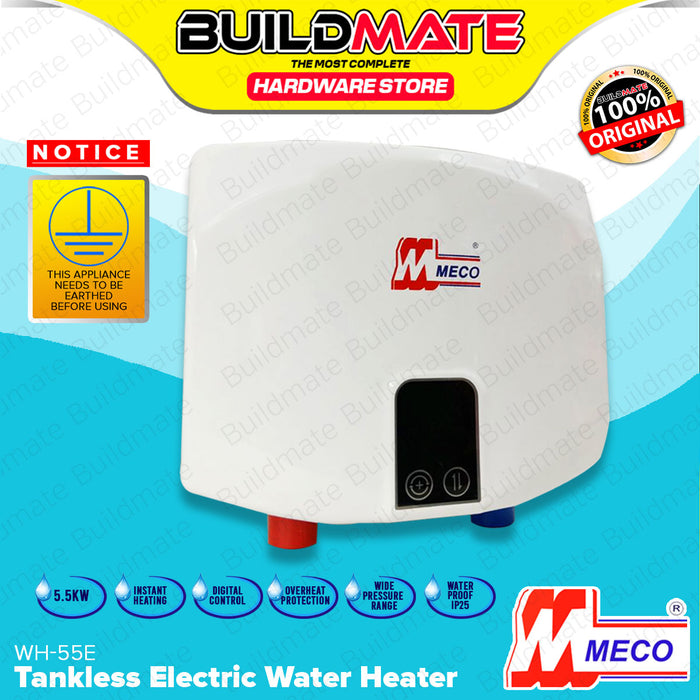 BUILDMATE Meco Tankless Multipoint Electric Water Heater 5500W Continuous Hot Water System with Digital Control WH-55E