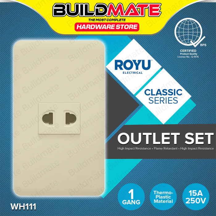 BUILDMATE Royu Classic Series Electrical Power Plate Set 1 2 3 Gang Duplex Universal Tandem Aircon Outlet & 3 Way Switch with Reflector / LED SOLD PER PIECE