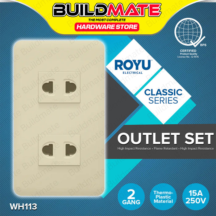 BUILDMATE Royu Classic Series Electrical Power Plate Set 1 2 3 Gang Duplex Universal Tandem Aircon Outlet & 3 Way Switch with Reflector / LED SOLD PER PIECE