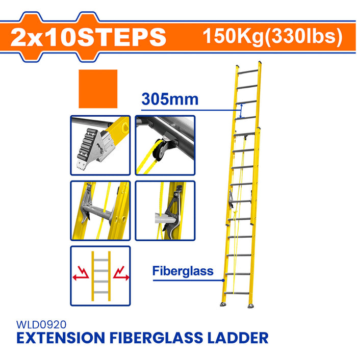 BUILDMATE Wadfow 150kg Extension Fiberglass Ladder Non-Conductive Electrical Safe Ladder For Electrical Work SOLD PER PIECE - WHT