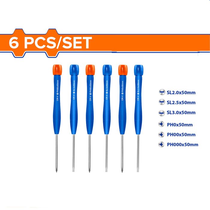 BUILDMATE Wadfow 6PCS/SET Precision Screwdriver Set Phillips Torx Flat for Small Repair WSS2B06 WHT