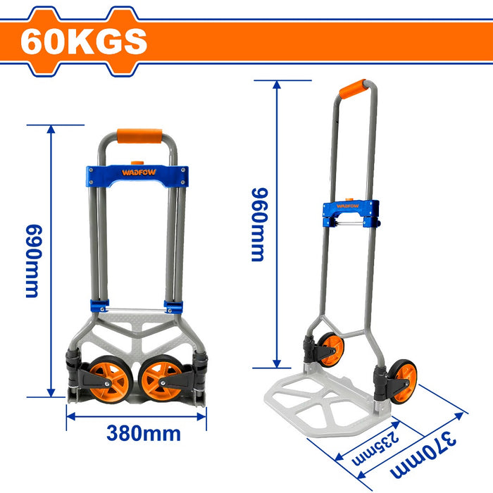 BUILDMATE Wadfow Foldable Hand Truck 60KG | 100KG Folding Trolley Shopping Push Cart with Wheels Multi-function Small Handling Household Dollies WWB9A06 | WWB9A10 • WHT