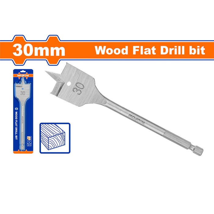 BUILDMATE Wadfow Flat Wood Drill Bit Ø6mm - Ø35mm Flat Head Spade Wide Tip Drill Bit Woodworking Drilling Bits SOLD PER PIECE - WHT