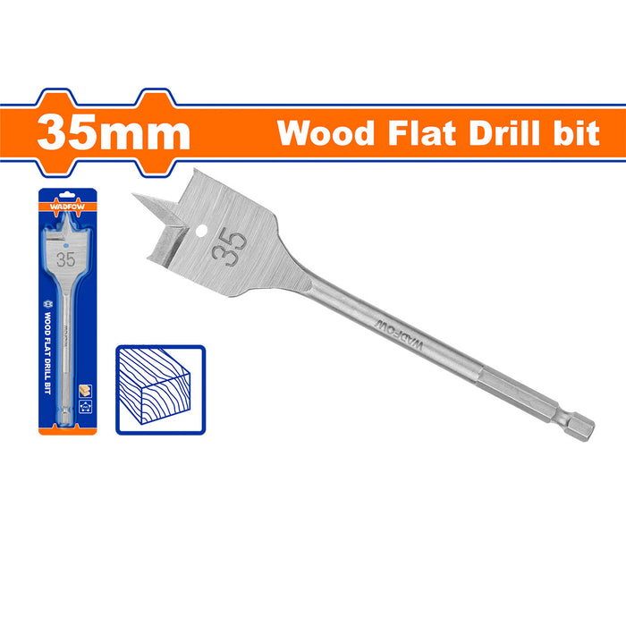 BUILDMATE Wadfow Flat Wood Drill Bit Ø6mm - Ø35mm Flat Head Spade Wide Tip Drill Bit Woodworking Drilling Bits SOLD PER PIECE - WHT