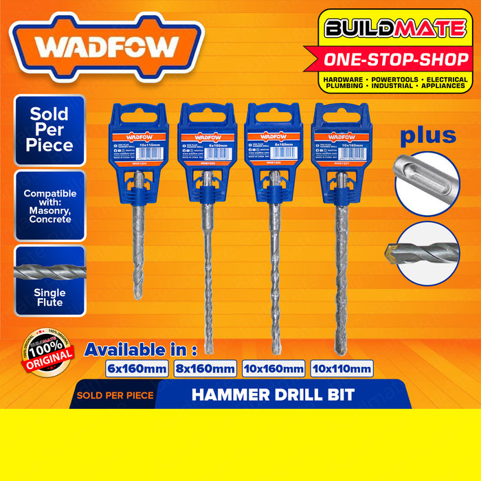 WADFOW Hammer Rotary SDS Plus Drill Bit 110mm | 160mm [SOLD PER PIECE] Hammer Drill Bits Carbide Masonry Drill Bit For Brick, Stone, and Concrete WHD1204 | WHD1205 | WHD1206 | WHD1207 | WHD1208 | •BUILDMATE• WHT