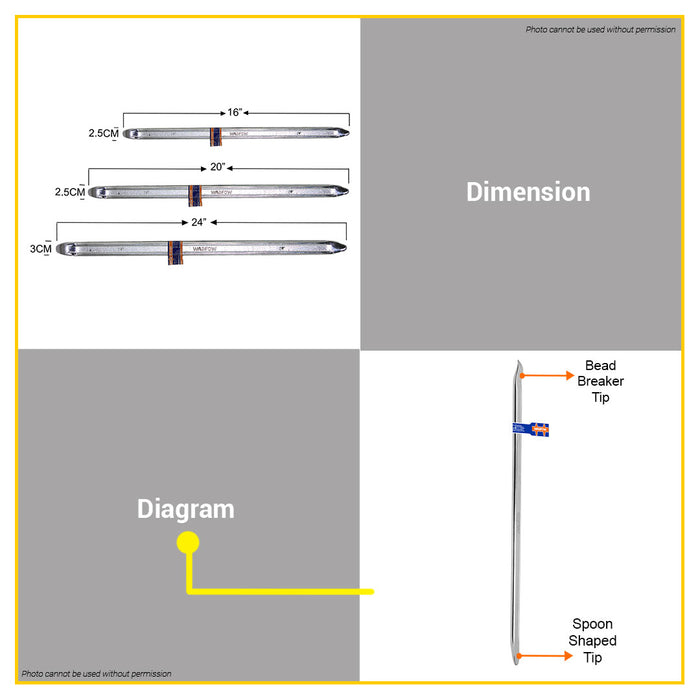 BUILDMATE Wadfow Tyre Lever 16" | 20" | 24" Inch Rim Opener Spoon Tire Remover Tube Changing • WHT