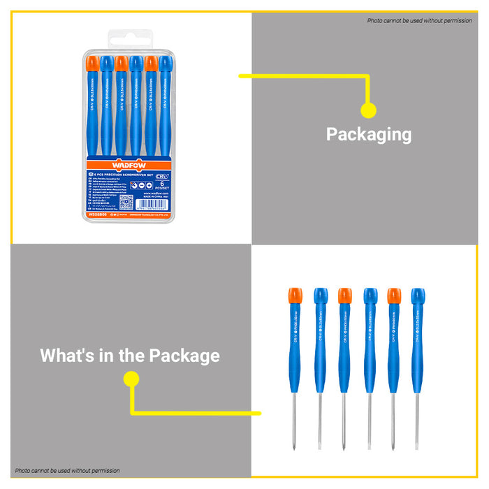 BUILDMATE Wadfow 6PCS/SET Precision Screwdriver Set Phillips Torx Flat for Small Repair WSS2B06 WHT