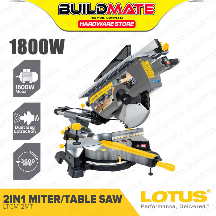 BUILDMATE Lotus 2in1 Miter / Table Saw 1800W Wood Cutting Machine with Laser Pointer LTCM12MT - LPT