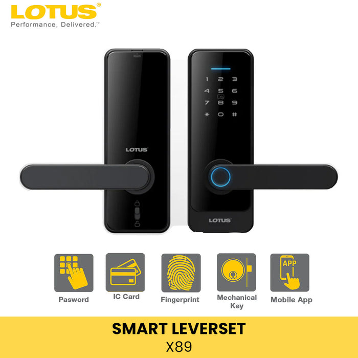 BUILDMATE Lotus Smart Leverset 35mm-60mm Keyless Fingerprint Sensor Smart Door Lock Leverset Tuya-enabled Home Security Smart Lock X89