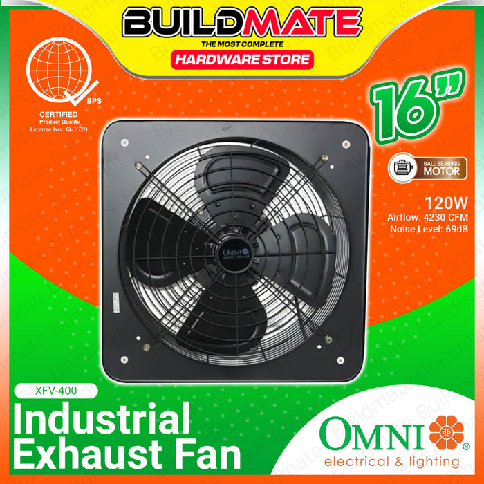 BUILDMATE Omni 16" Industrial Exhaust Fan with Grille 120W Wall Mounted Air Circulation Ventilation Wall Exhaust Ventilator Blower Extractor Fan XFV400