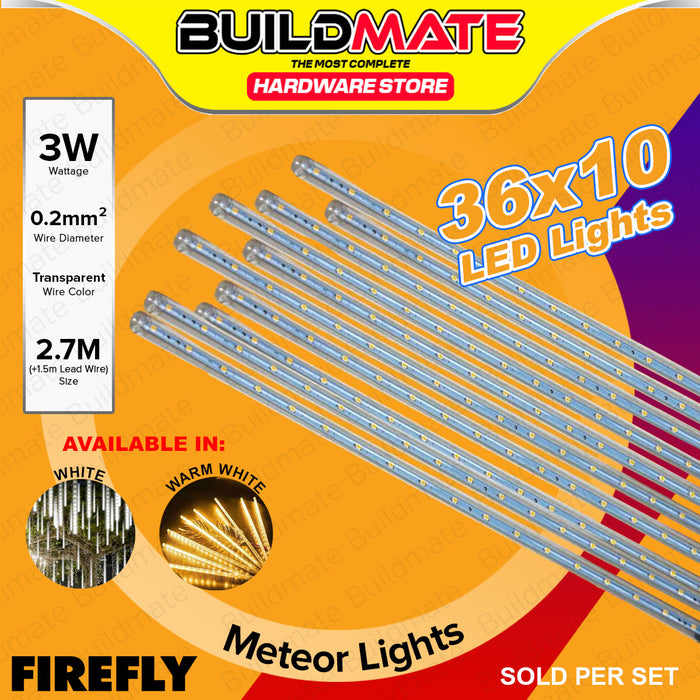 BUILDMATE Firefly LED Christmas Meteor Lights 36x10pcs White / Warm White Meteor Shower Rain Tubes LED Lights Falling Rain Christmas Lighting SOLD PER SET