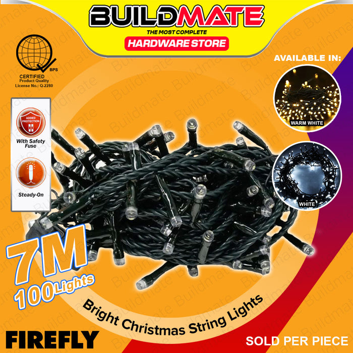 BUILDMATE Firefly LED Bright Christmas String Lights Dark Green Steady-On White / Warm White 100 Lights 7 Meters Indoor Decoration Fairy String Lighting