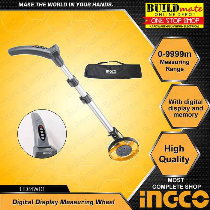 BUILDMATE Ingco Digital Display Measuring Wheel Meter With Stand Metric & Inch HDMW01 | HDMW23 • IHT