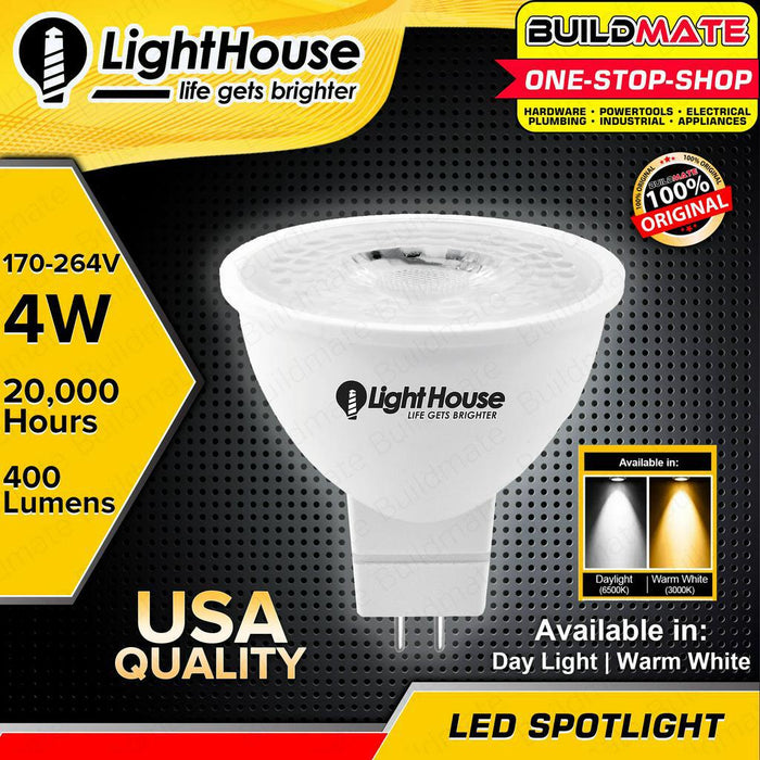 BUILDMATE Lighthouse LED Spotlight 4W MR16 3000K WARM WHITE | 6500K DAY LIGHT Ceiling Light • PHLH