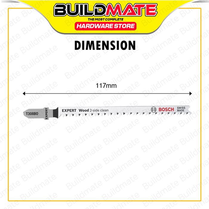 (5PCS) BUILDMATE Bosch 117MM Jigsaw Blade Set T308B / T308BO Expert 'Wood 2-Side Clean' for Wood BAX