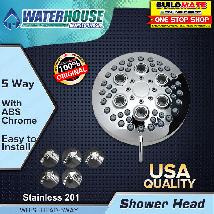 WATERHOUSE by POWERHOUSE 5 Way Function 4" Shower Head with Arm Chrome •BUILDMATE• PHWH