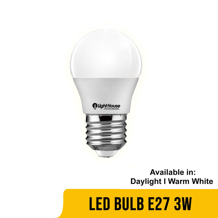 LIGHTHOUSE LED Bulb E27 (PREMIUM) 3W P45 DAYLIGHT  | WARM WHITE SOLD PER PIECE •BUILDMATE•