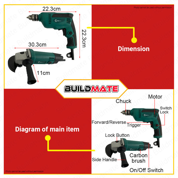 MAILTANK COMBO Angle Grinder 600W & Electric Drill 500W