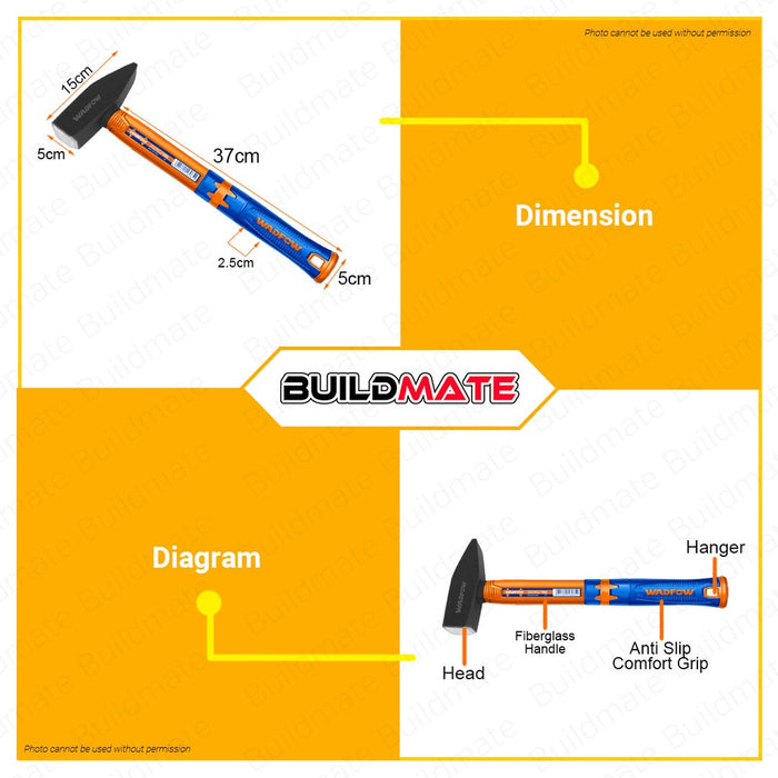 WADFOW 2000g Machinist Hammer Unique Design Soft Grip Fiberglass Handle 45# Carbon Steel Cross Peen Sheet Metal Hammer Hand Tools And Home Improvement Drop-Forged Head, Machinist Tools WHM1320 •BUILDMATE• WHT